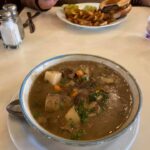 a bowl of soup on a table