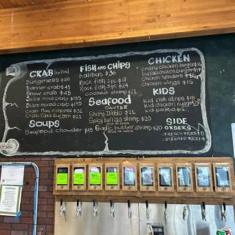 a sign on a wooden table